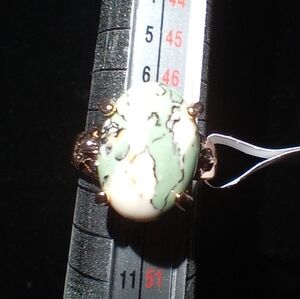 BLOWOUT PRICING Green Natural Stone And Gold Tone ring for women Size 5